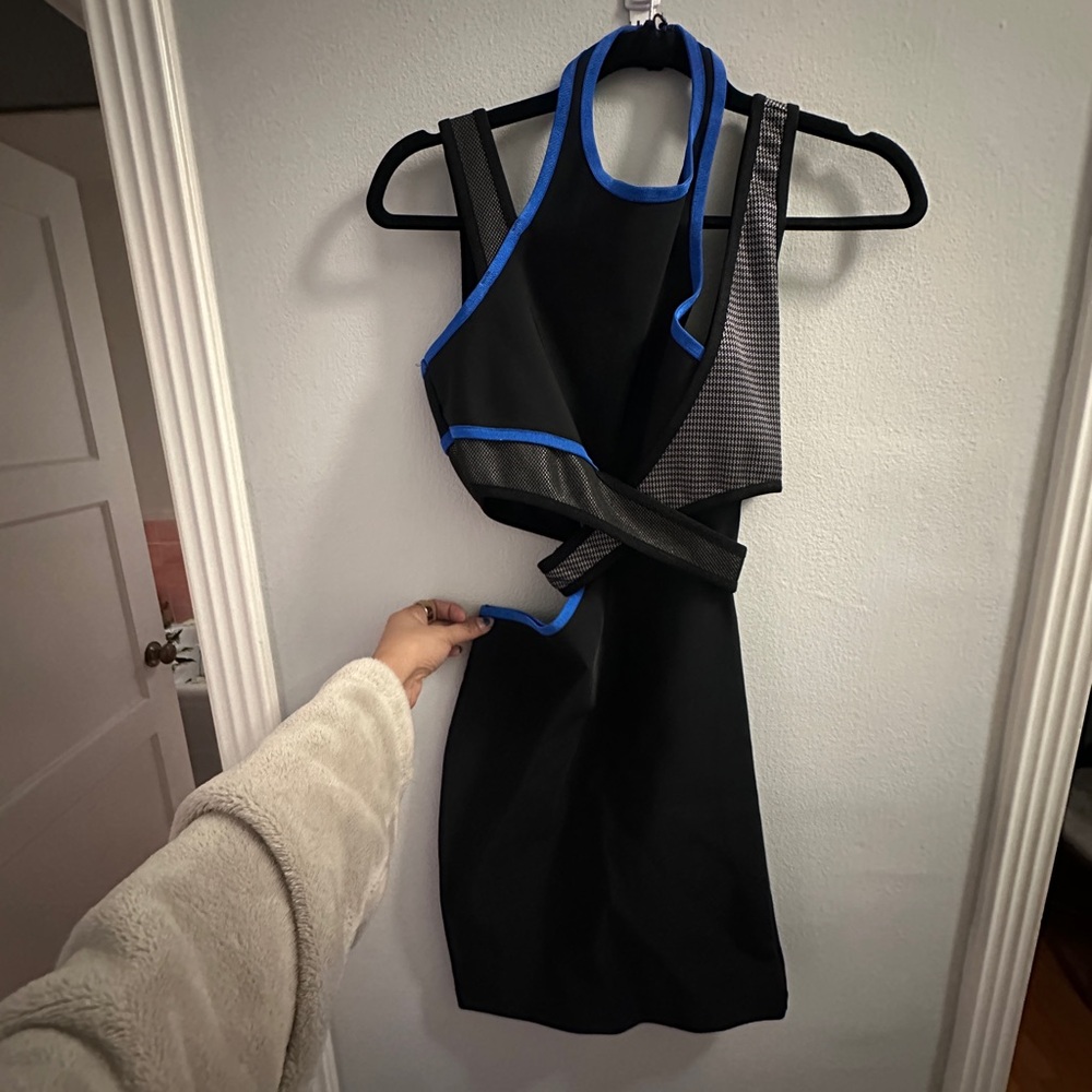 Alexander Wang x H&M Black and Blue Scuba Asymmetrical Dress